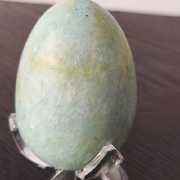 Onyx Marble Egg Polished Stone Set of 3 With Stands Marbled Alabaster Speckled - Picture 7 of 16